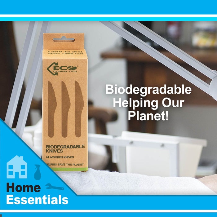 Biodegradable Wood Knife Set Sustainable Birchwood Cutlery - ECO (24 Pack)