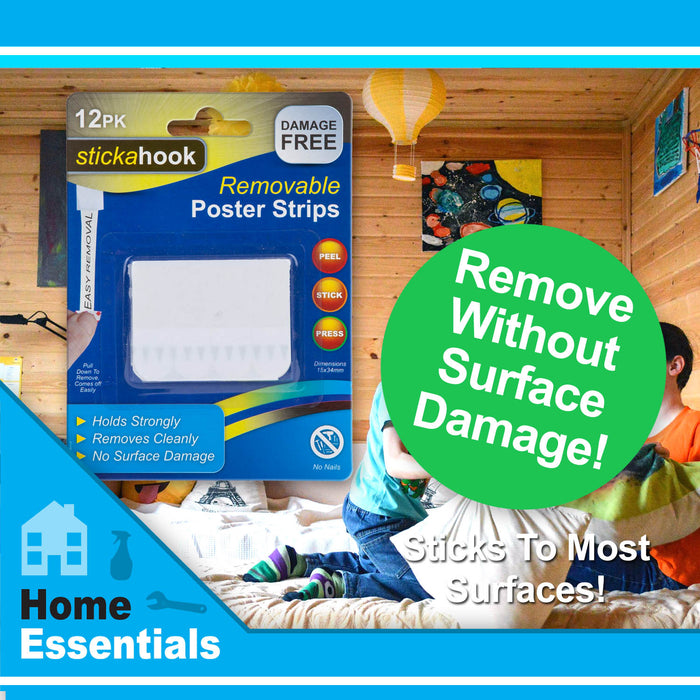 Removable Poster Strips (Pack of 12) hanging solutions, Adhesive