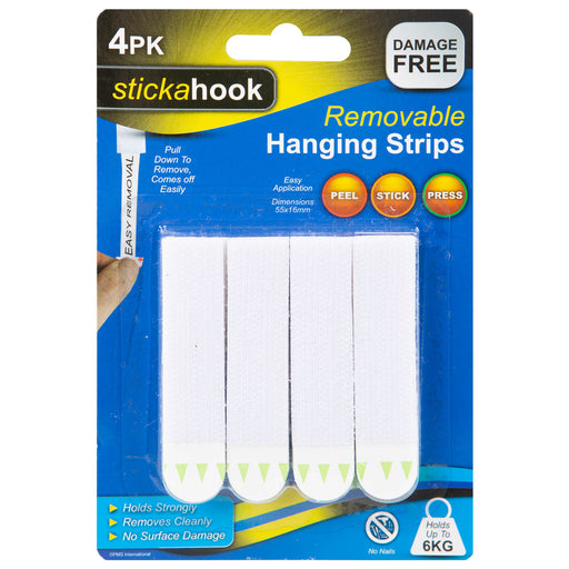 Removable Picture Hanging Hooks, (Pack of 4) No Damage Hanging Solutions