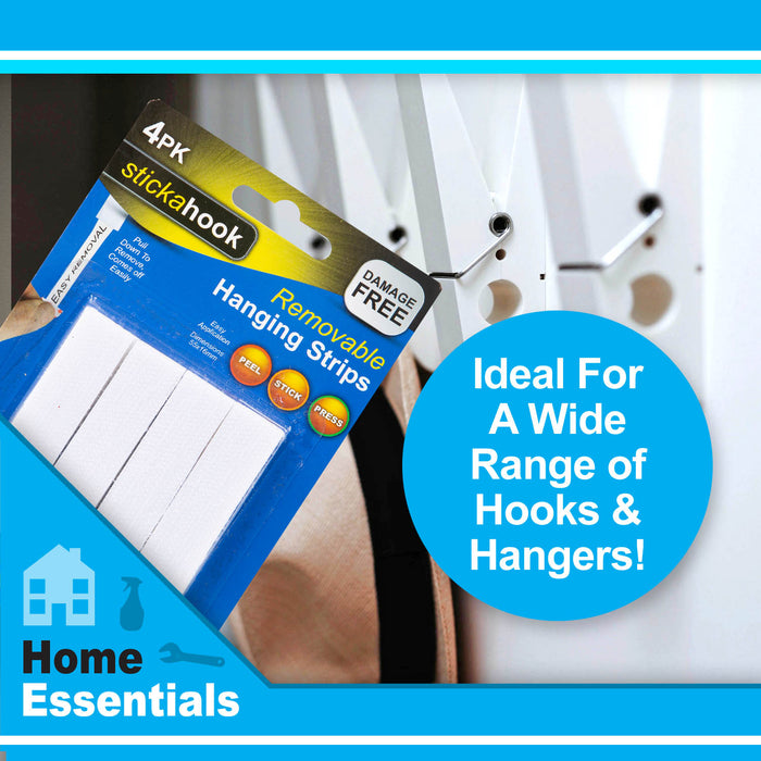 Removable Picture Hanging Hooks, (Pack of 4) No Damage Hanging Solutions