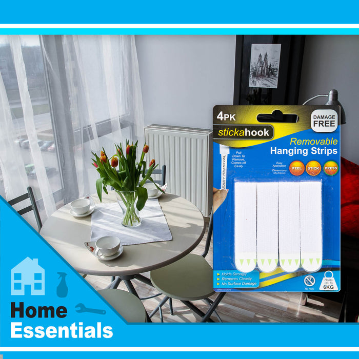Removable Picture Hanging Hooks, (Pack of 4) No Damage Hanging Solutions