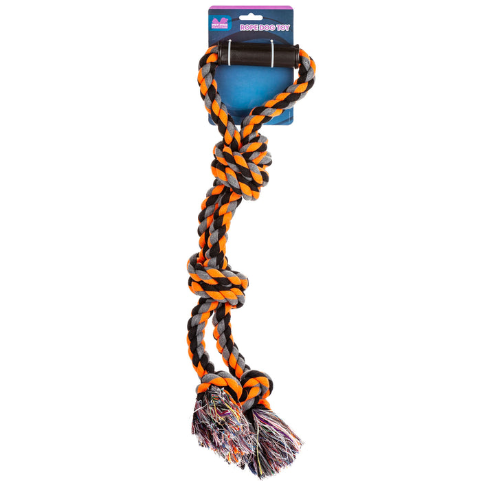 Orange Double Knot Rope Jumbo Dog Toy With Handle - Pet-Pro