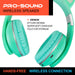 Green Cat Wireless Headphones Cute Pastel Ears, Padded & Foldable - Boom