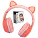 Pink Cat Wireless Headphones Cute Pastel Ears