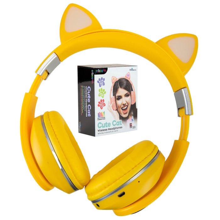Yellow Cat Wireless Headphones Cute Pastel Ears