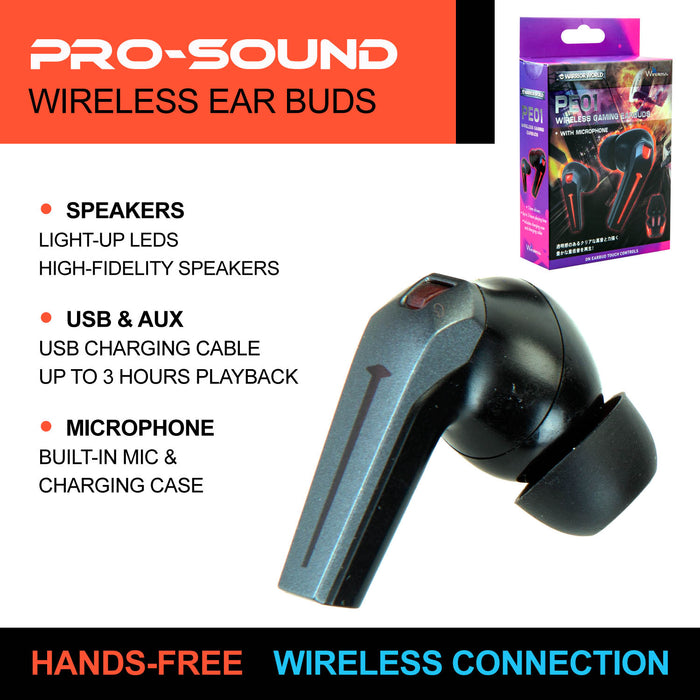 Deluxe Wireless Gaming Earbuds With Microphone PE01 Red LED Touch Control