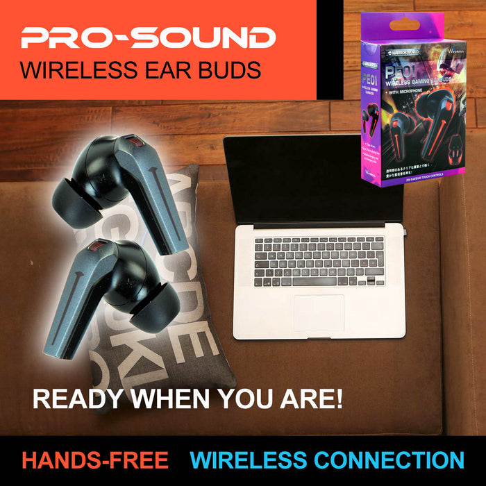 Deluxe Wireless Gaming Earbuds With Microphone PE01 Red LED Touch Control