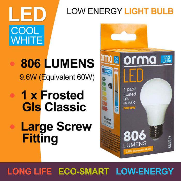 Warm White 9.6W Screw Base Classic LED Frosted Light Bulb - Orma