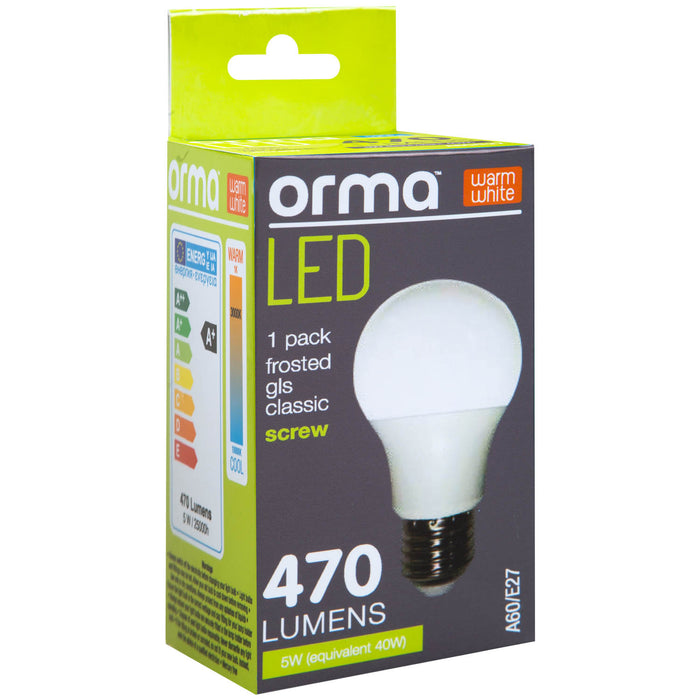 Warm White 5W Screw Base Classic LED Frosted Light Bulb - Orma