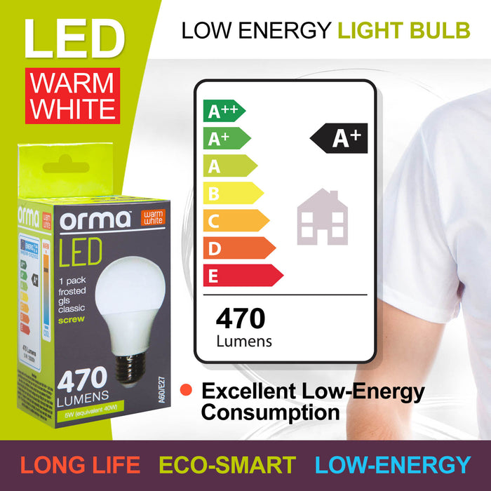 Warm White 5W Screw Base Classic LED Frosted Light Bulb - Orma