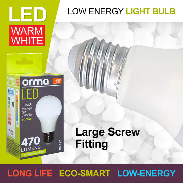 Warm White 5W Screw Base Classic LED Frosted Light Bulb - Orma