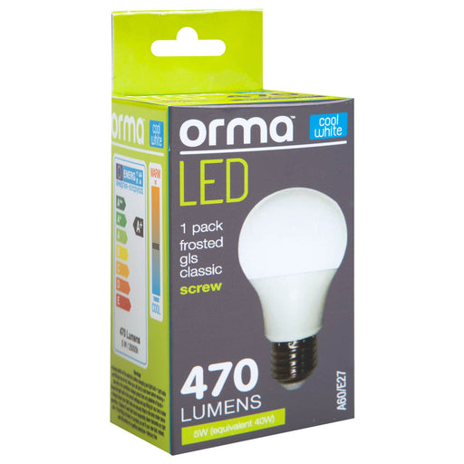 Cool White 5W Screw Base Classic LED Frosted Light Bulb - Orma