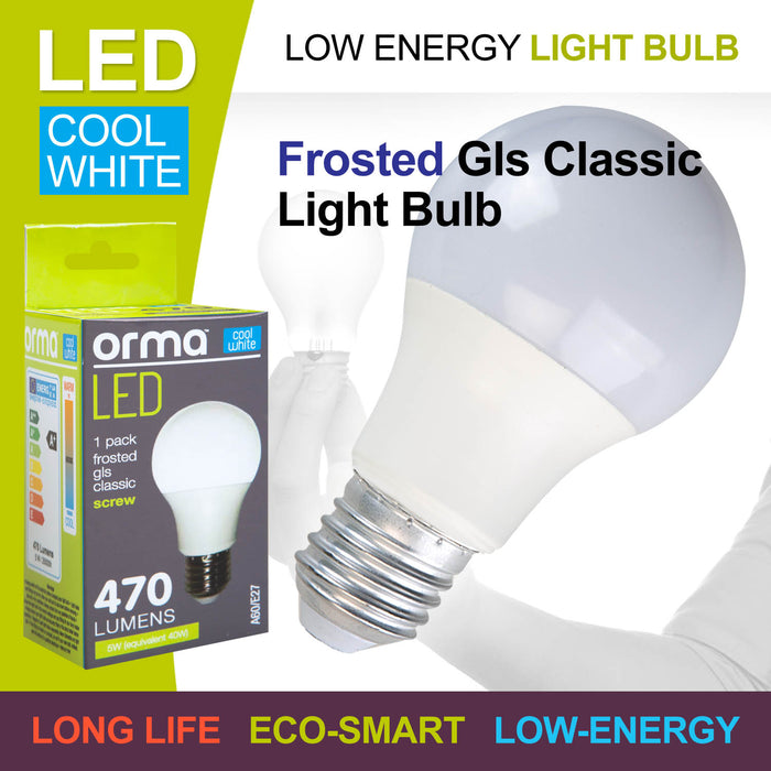 Cool White 5W Screw Base Classic LED Frosted Light Bulb - Orma