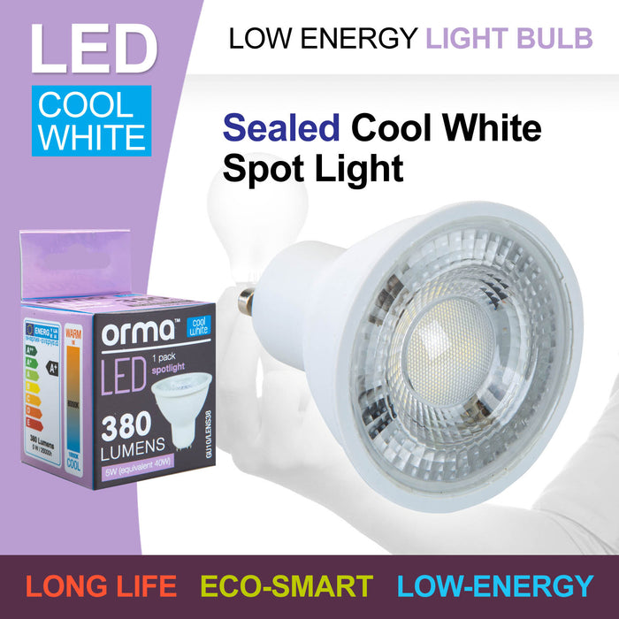 Cool White Spotlight Bulb 5W LED GU10 380 Lumen Light - Orma