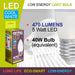 Cool White Candle 5W Screw Base Large LED Frosted E27 Light Bulb - Orma