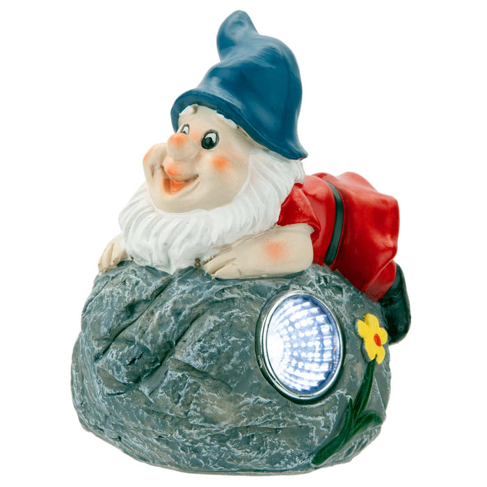 Solar Blue Gnome Rock Garden Light Ornament