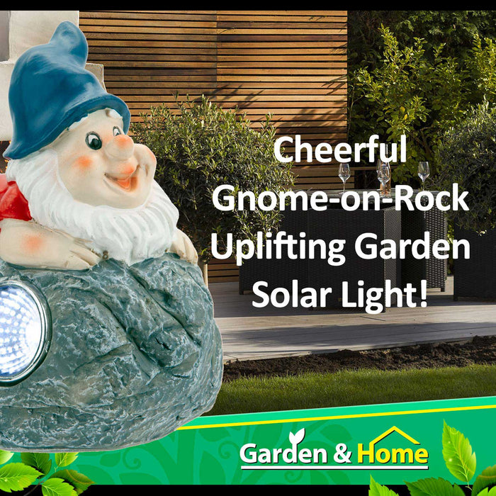 Solar Blue Gnome Rock Garden Light Ornament