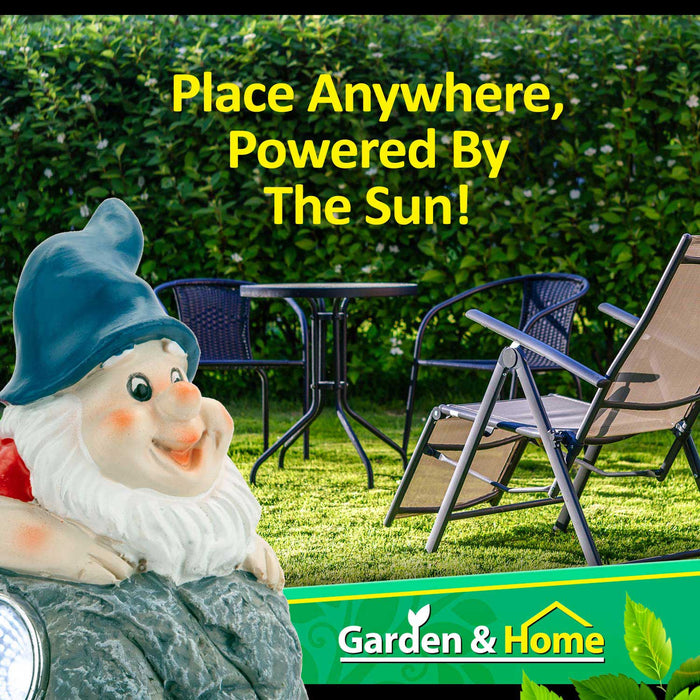 Solar Blue Gnome Rock Garden Light Ornament