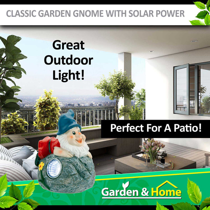 Solar Blue Gnome Rock Garden Light Ornament