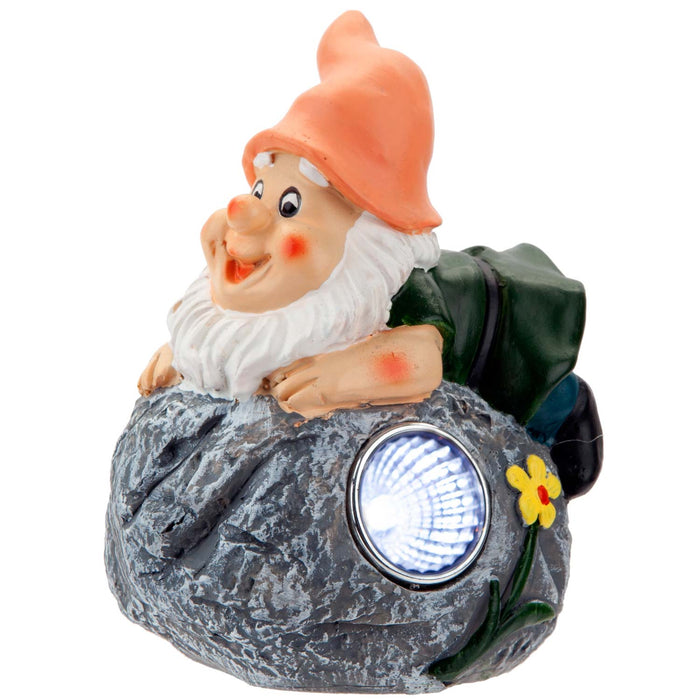 Solar Yellow Gnome Rock Garden Light Ornament