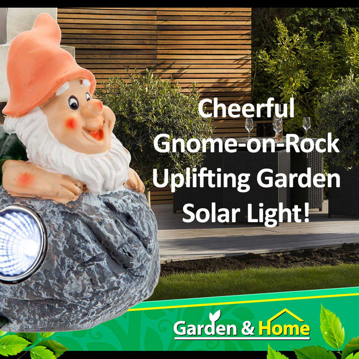 Solar Yellow Gnome Rock Garden Light Ornament