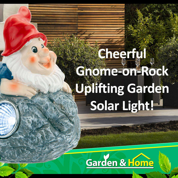 Solar Red Gnome Rock Garden Light Ornament