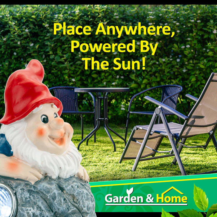 Solar Red Gnome Rock Garden Light Ornament