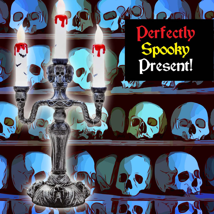 Light Up Triple Candlestick, Halloween Decoration, Spooky Decorations