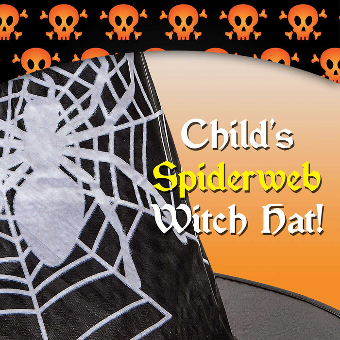 Child’s Halloween Witch Hat with Spider Print, Spooky Costumes, Fancy Dress