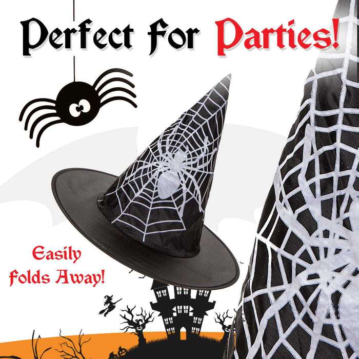 Child’s Halloween Witch Hat with Spider Print, Spooky Costumes, Fancy Dress