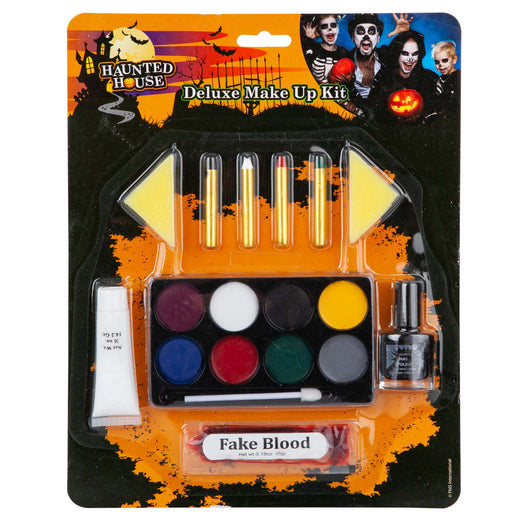 Halloween Makeup Kit Deluxe Spooky Face Paint Colours With Fake Blood