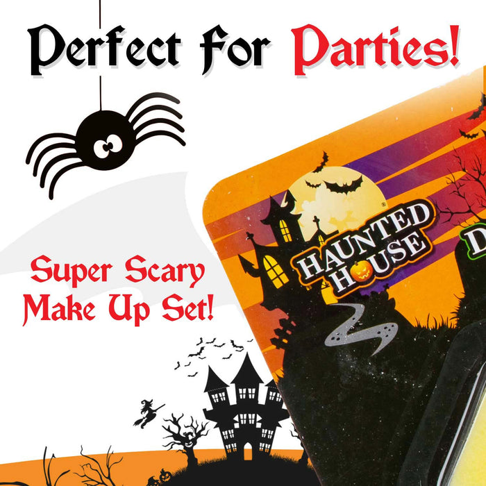 Halloween Makeup Kit Deluxe Spooky Face Paint Colours With Fake Blood