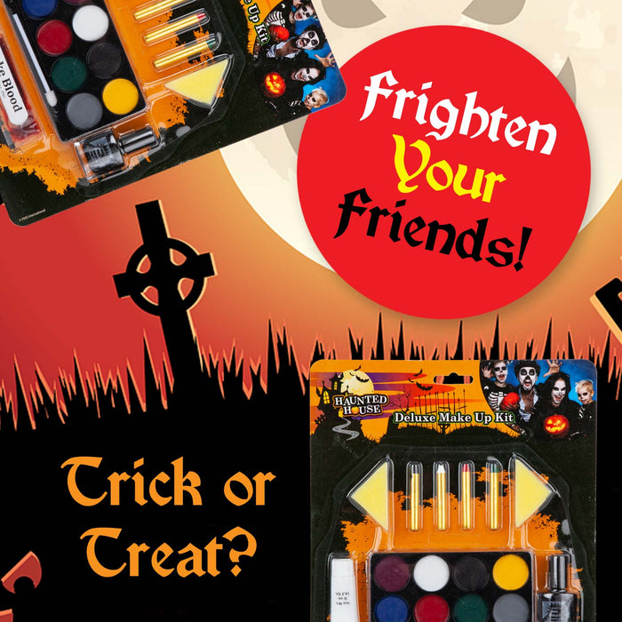 Halloween Makeup Kit Deluxe Spooky Face Paint Colours With Fake Blood