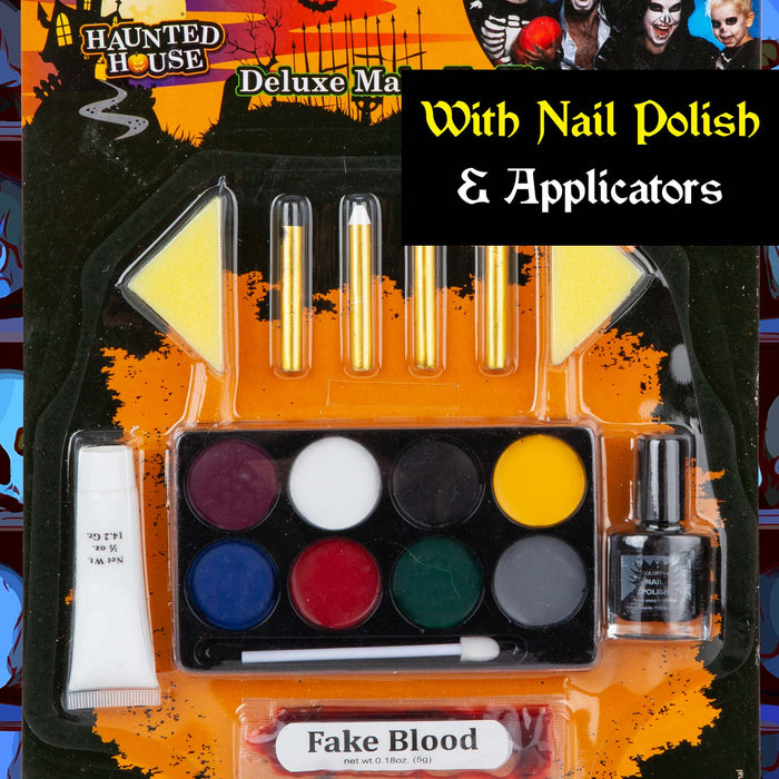Halloween Makeup Kit Deluxe Spooky Face Paint Colours With Fake Blood