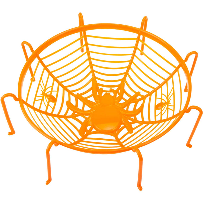 Halloween Sweet Bowl - Spider Web Basket 3D Bowl With Legs Halloween Orange