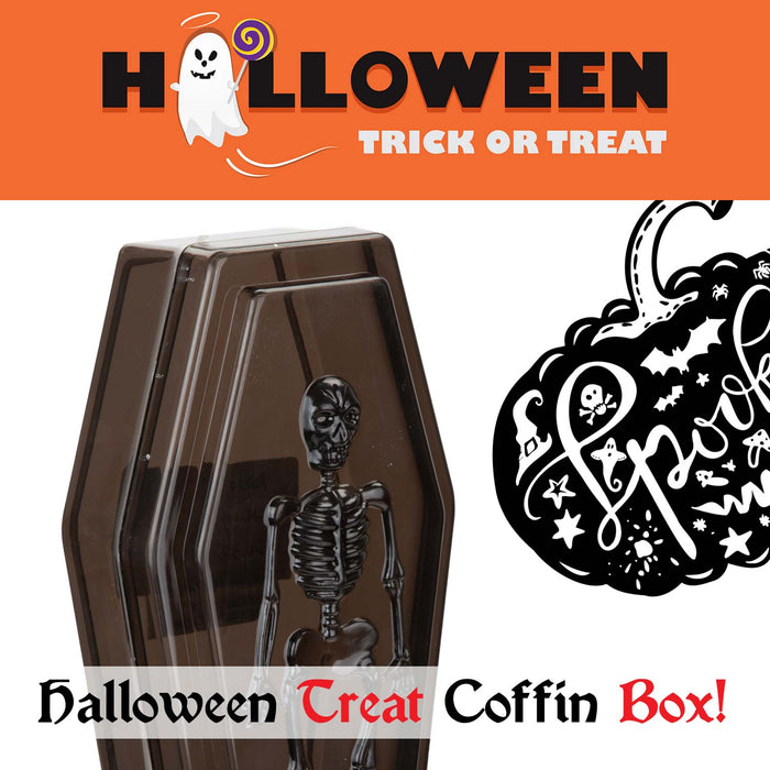 Halloween Sweet Bowl - Skeleton Coffin Box With Lid Scary Halloween Black