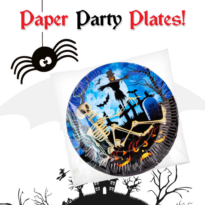 Halloween Paper Plates - Graveyard 9” Halloween Party - Haunted House - 8 Pack