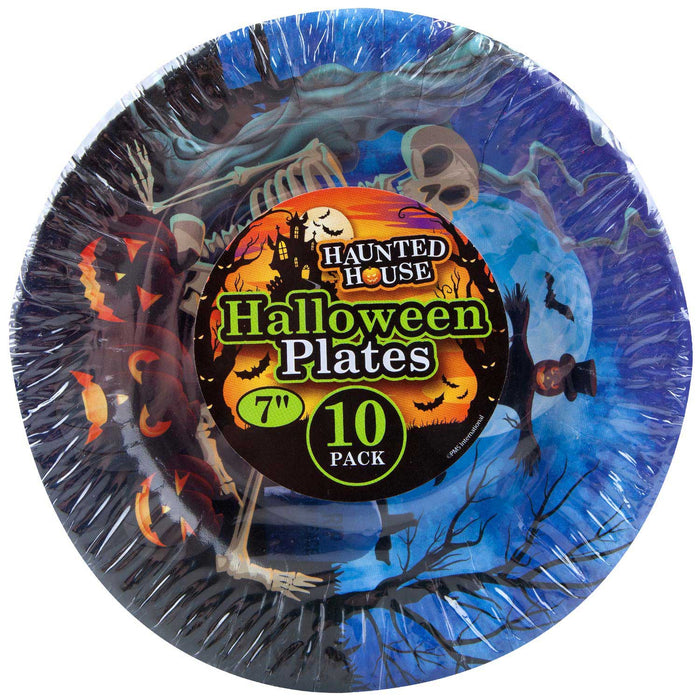 Halloween Paper Plates - Graveyard 7” Halloween Party - Haunted House - 10 Pack