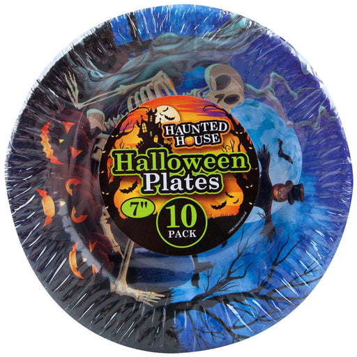 Halloween Paper Plates - Graveyard 7” Party - Haunted House