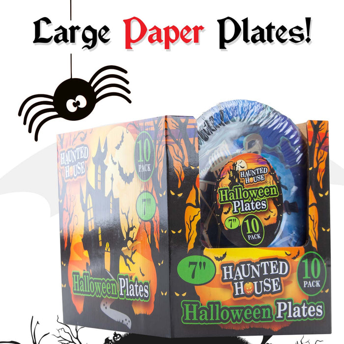 Halloween Paper Plates - Graveyard 7” Halloween Party - Haunted House - 10 Pack