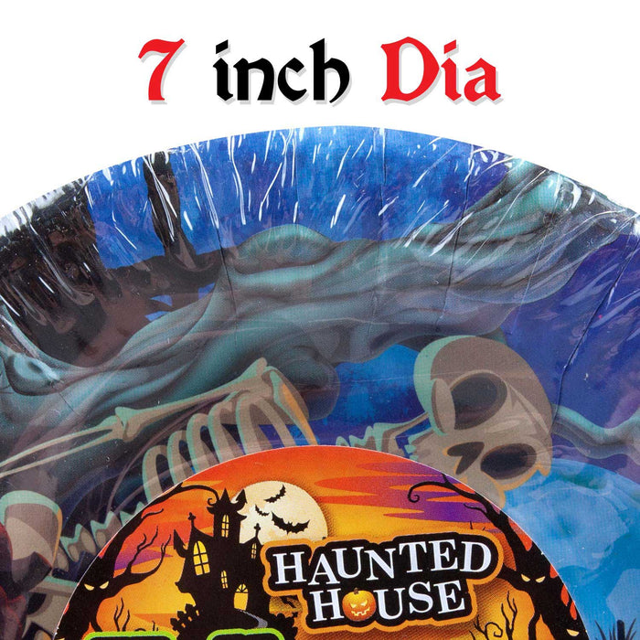 Halloween Paper Plates - Graveyard 7” Party - Haunted House