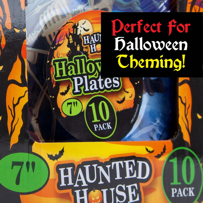 Halloween Paper Plates - Graveyard 7” Halloween Party - Haunted House - 10 Pack
