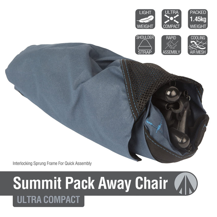 High Back Folding Camping Chair | Ultra Light |Carry Bag| Blue