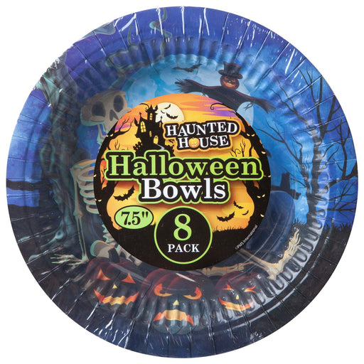 Halloween Paper Bowls - Graveyard 7.5” Paper Bowls Halloween Party - (8 Pack)