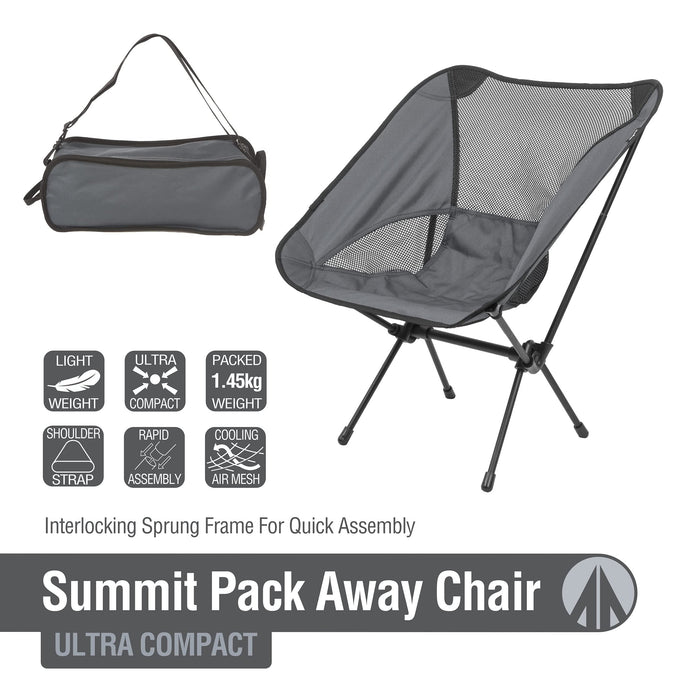 High Back Folding Camping Chair |Ultra Light |Carry Bag| Grey