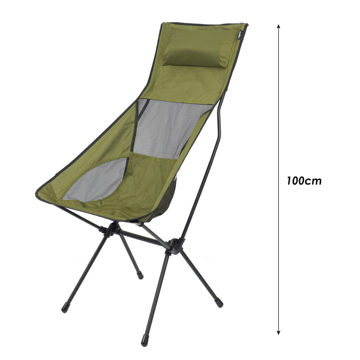 High Back Folding Camping Chair | 2 Set |Carry Bag | Forest Green