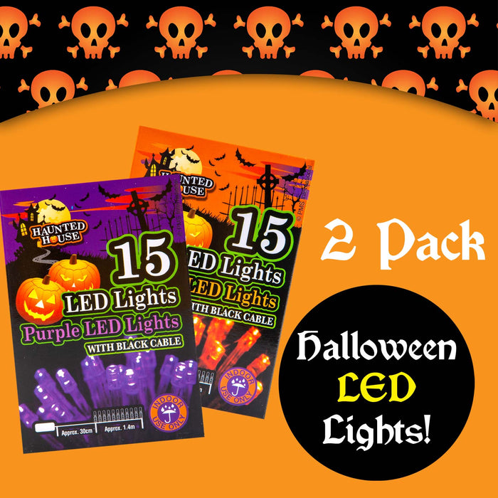 Halloween Lights 2 Pack, LED Fairy Decorations Purple Orange