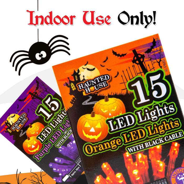 Halloween Lights 2 Pack, LED Fairy Decorations Purple Orange