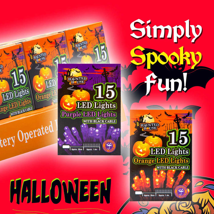 Halloween Lights 2 Pack, LED Fairy Decorations Purple Orange