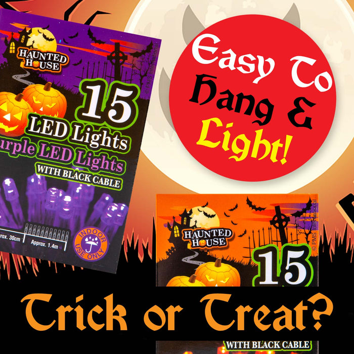 Halloween Lights 2 Pack, LED Fairy Lights, Decorations Purple Orange Length 30cm